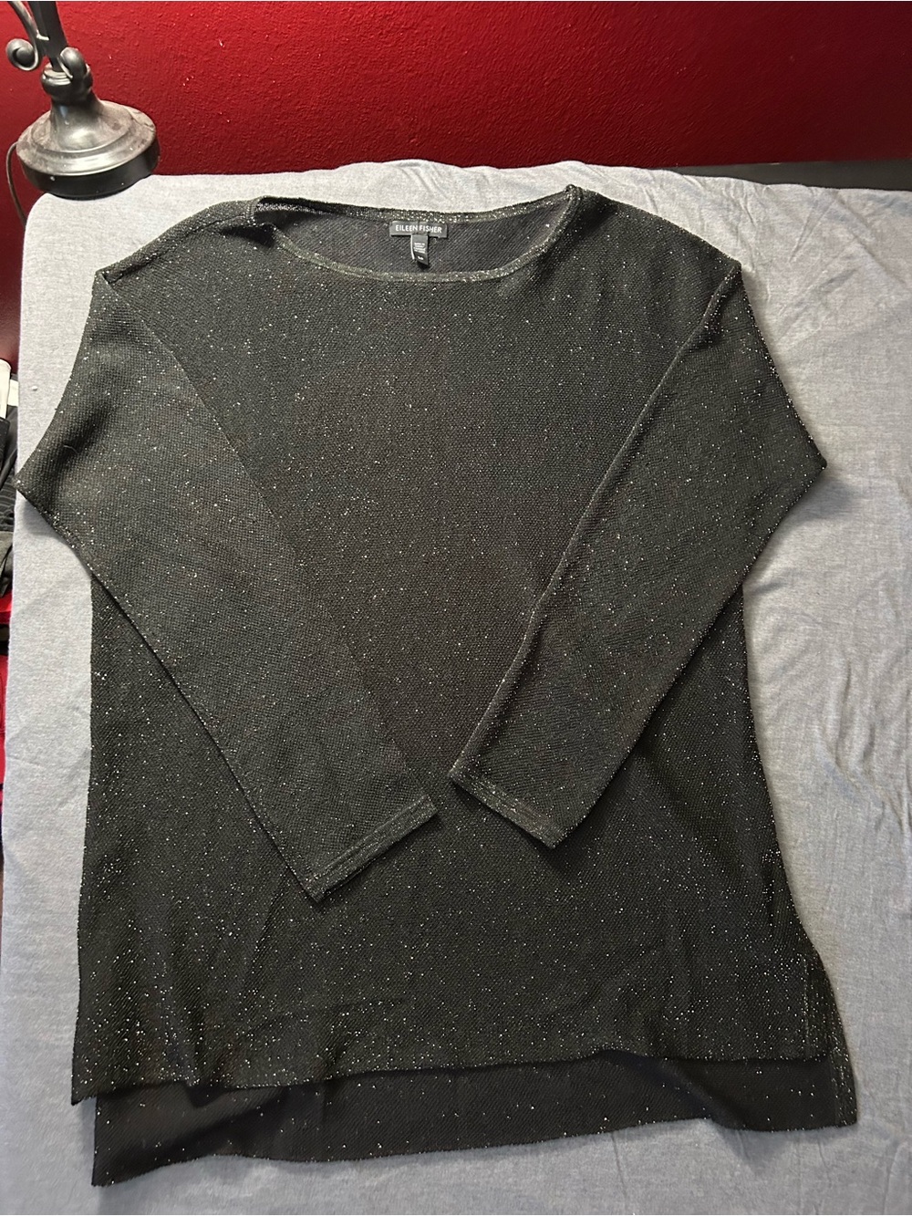 Eileen Fisher Black Sparkle Crewneck Sweater